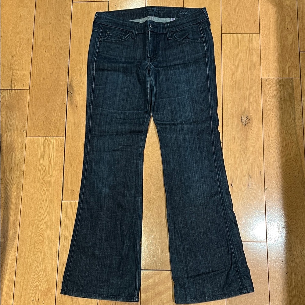 7 For All Mankind “A” Pocket Lexie Petite Dark Blue Women's Flare Jeans, Size 27